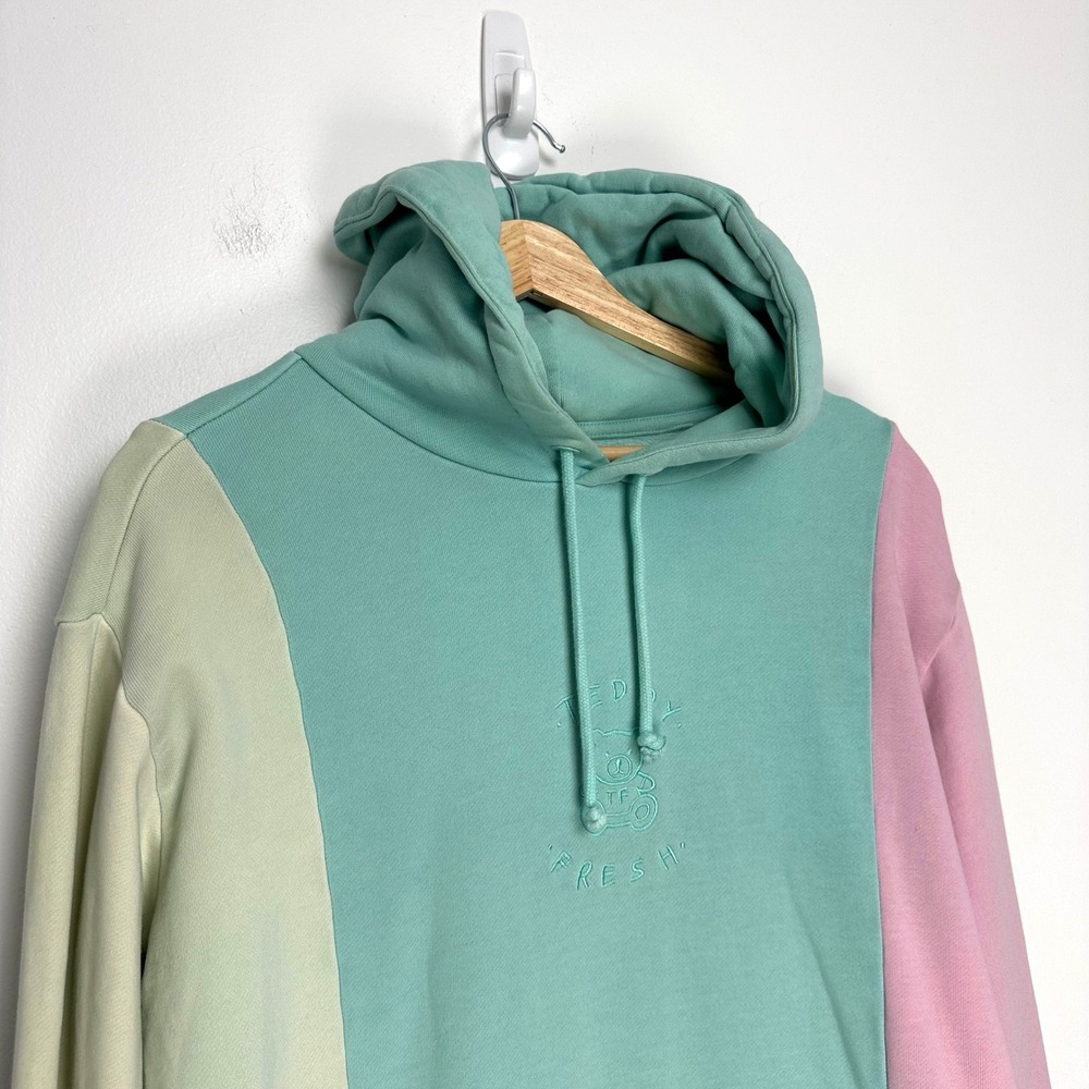 Teddy Fresh Multicolor Pastel‎ Colorblock Embroidered Logo Kawaii Hoodie XL - Picture 4 of 10